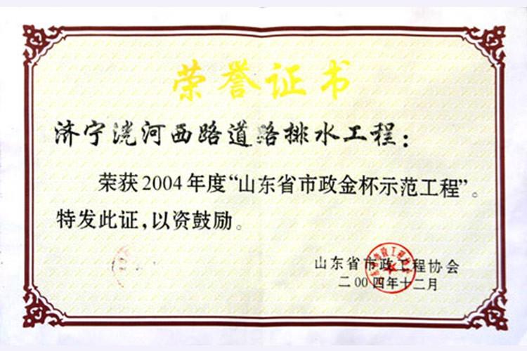 洸河西路獲山東省金杯示范獎